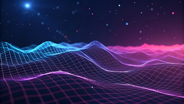 Abstract Pink and Blue Digital Landscape Background