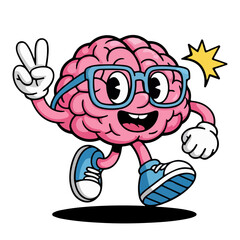 Brain Cartoon Character Vector Art, comic, draw, clip art, child, design, ai, Icon, illustration.