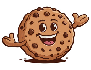 A chocolate cookies food vector, with comic cartoon character of cookies food.