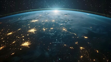Obraz premium City lights viewed from space above the Earth s surface