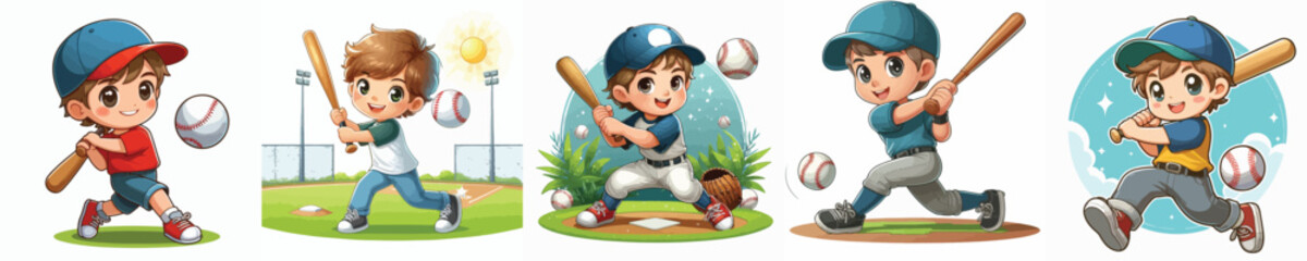 VECTOR IMAGE OF A BOY PLAYING BASEBALL WITH WHITE BACKGROUND