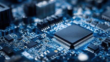 Close-up of circuit board with chip