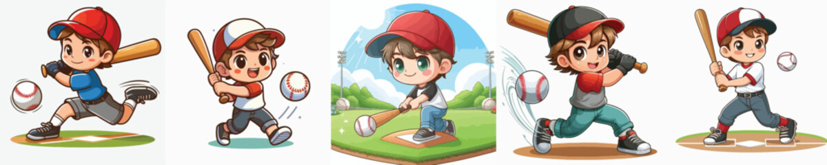 VECTOR IMAGE OF A BOY PLAYING BASEBALL WITH WHITE BACKGROUND