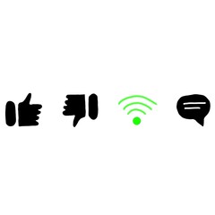 Social Media and Connectivity Icon Set  Hand-Drawn Doodle Style