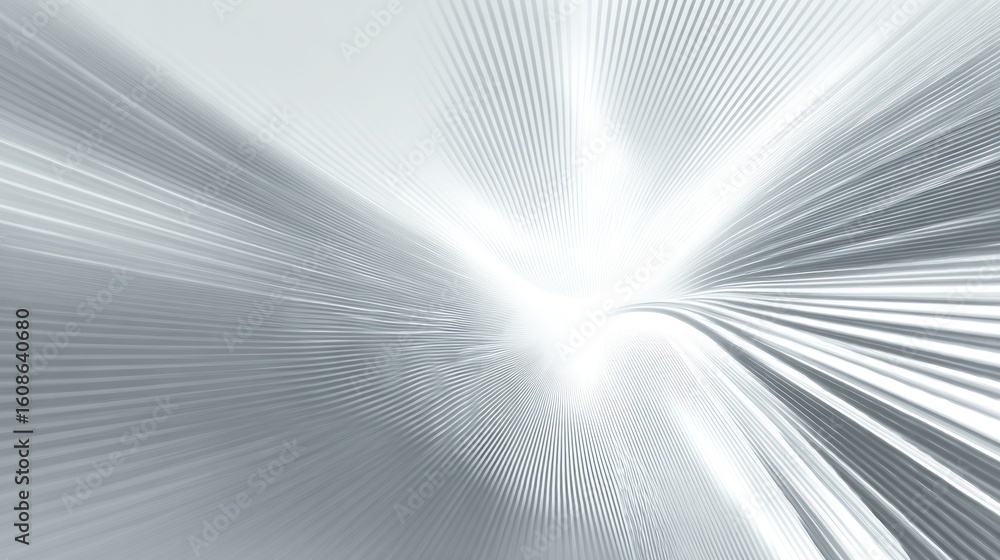 Poster abstract pattern featuring converging silver lines creating a bright, futuristic design