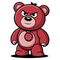 A cartoon teddy bear clip art drawing isloted on white background.