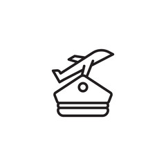 An icon depicting an airplane taking off from or landing on a pilot's hat, symbolizing aviation or air travel.