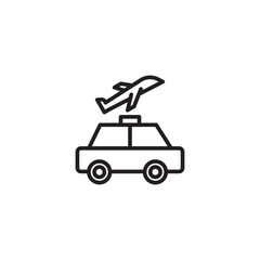 An icon featuring an airplane above a car, signifying airport transfer, travel by car to an airport, or general air travel and ground transport.