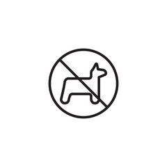 An icon showing a dog within a circle with a diagonal line through it, indicating "no pets allowed" or a prohibition on animals.