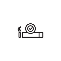 An icon showing a lit cigarette with a checkmark in a circle, signifying a designated smoking area.