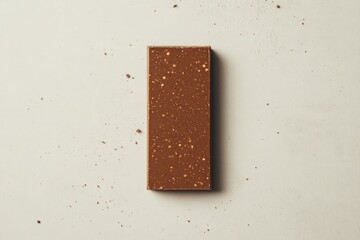 Vintage style magazine cover. thin chocolate bar with hazelnuts and nougat, subject photography on a light background. minimalism