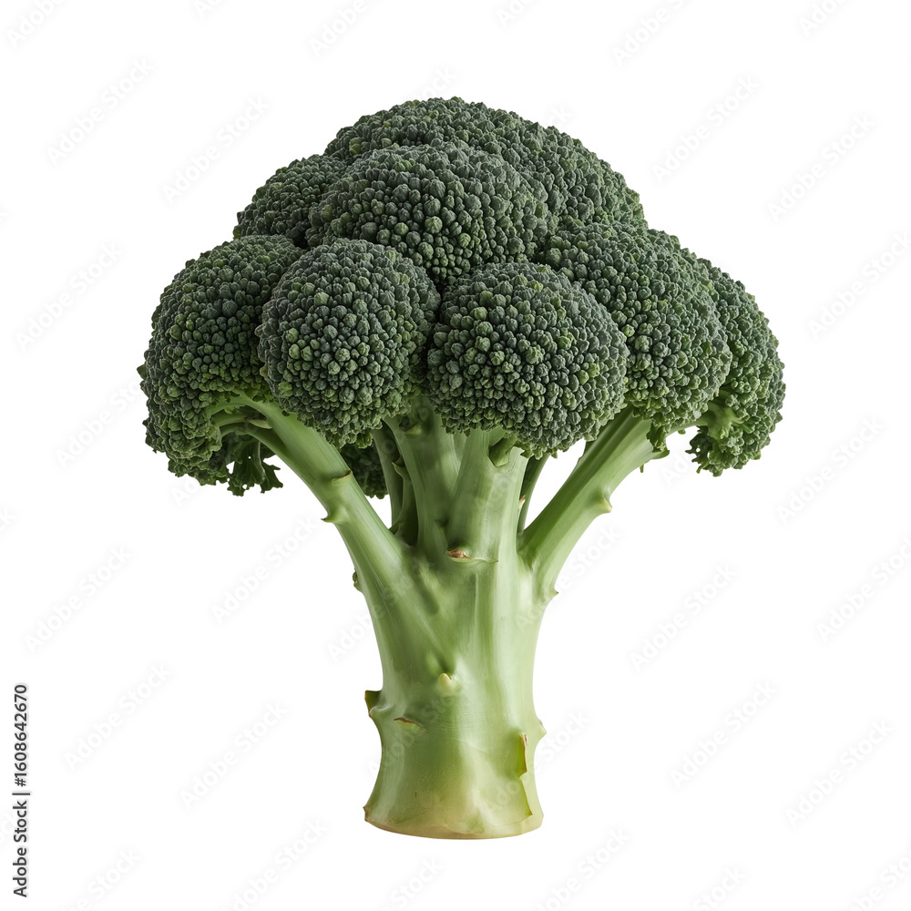 Poster isolated broccoli head showcasing intricate florets against a pure transparent setting inviting
