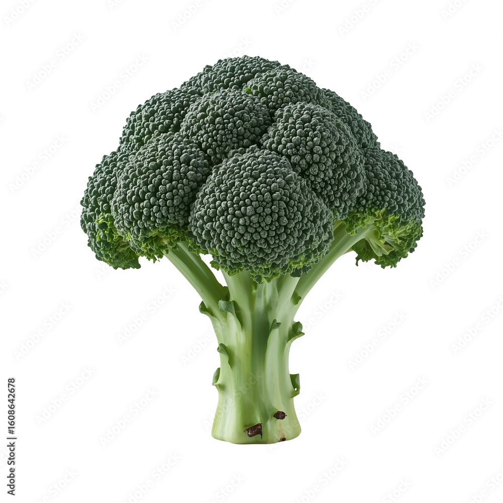 Poster isolated broccoli floret on a plain setting displaying fresh green hues and intricate textured