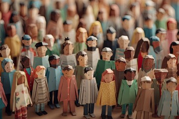 A dense crowd of paper people