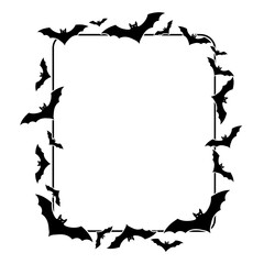 Black bats frame border for halloween decoration silhouette