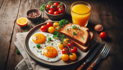 Two fried eggs for breakfast