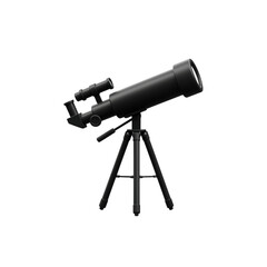 Black Telescope on Tripod for Astronomy.
