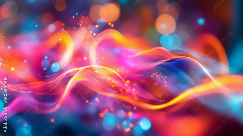 Poster vibrant abstract light waves with dynamic color flow for digital art