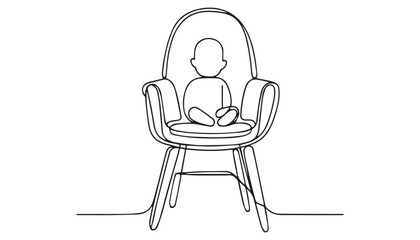 Continuous one single minimal line drawing side chair