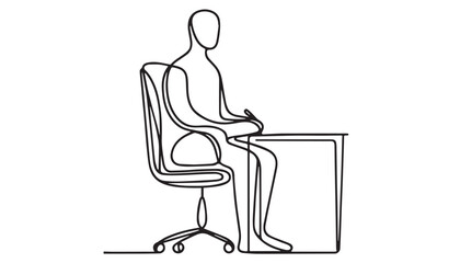 Continuous one single minimal line drawing office chair