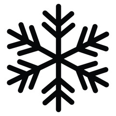Simple black snowflake icon isolated on white winter holiday symbol for design elements