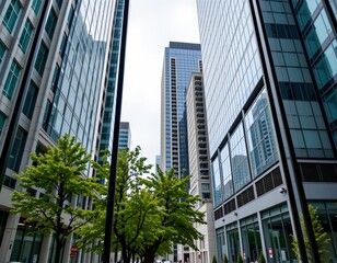 Urban Harmony Reflective Cityscape with Nature