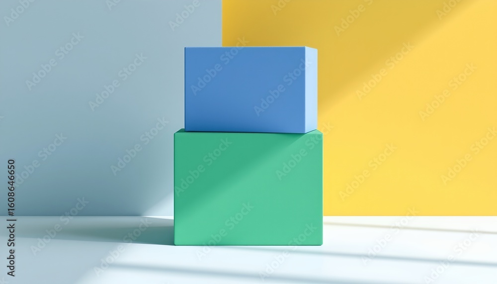 Poster minimalist color block arrangement with soft shadows