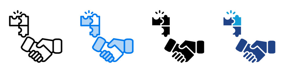 Cooperation icon set multiple style collection