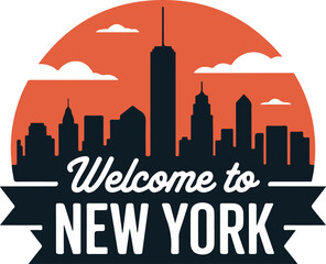 Fototapeta premium Welcome to New York City: An urban landscape silhouetted against a warm sunset, transparent png vector