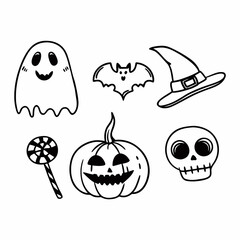 Fototapeta premium Halloween Spooky Vector Elements and Party Icons Set