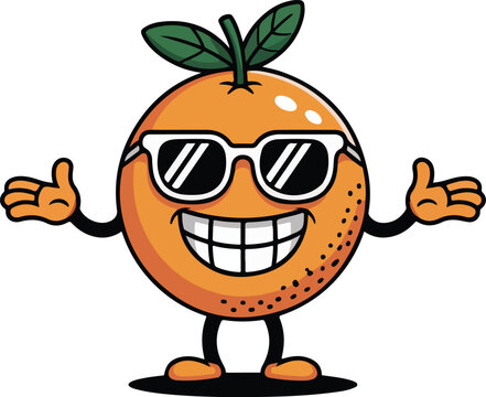 Cool and cheerful orange character wearing sunglasses, transparent png vector