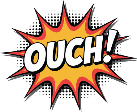 An expressive pop art style OUCH! exclamation, transparent png vector