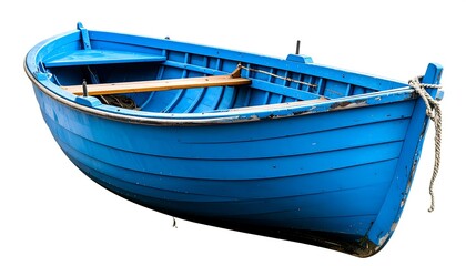 Naklejka premium Blue wooden rowboat