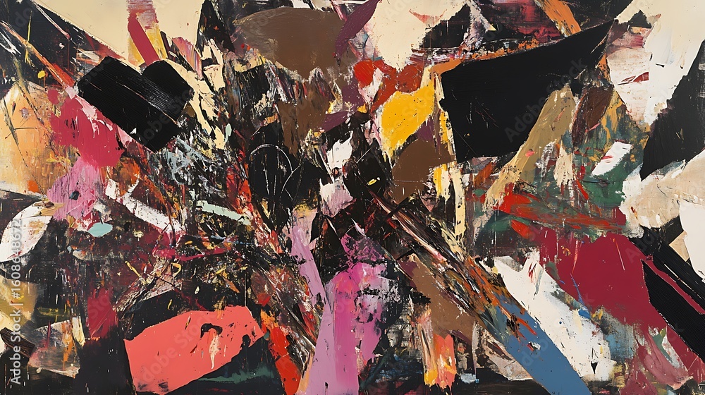 Aufkleber abstract chaos with vibrant colors and layered textures for emotional intensity visual complexity dy