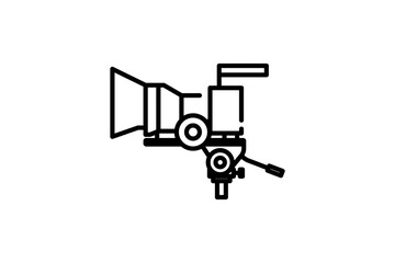 Old film movie video camera line shape icon design template on white background
