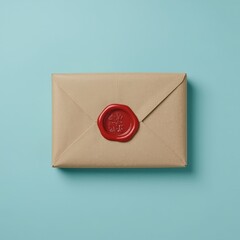 Elegant brown paper envelope sealed with a classic red wax stamp