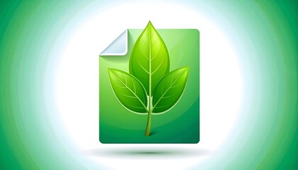 Green leaf icon on a page, symbolizing eco-friendly content