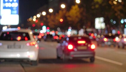 Blurred city street at night