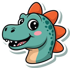 Illustration of a cartoon dinosaur head with orange plates and a white outline on a light background