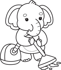 
Cute Elephant icon. Funny baby Elephant animal series stock illustration. Life of fluffy Elephant designs.
Coloring pages of Funny baby Elephant.