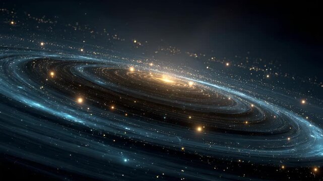 Stunning cosmic galaxy with glowing stars and swirling nebulae in deep space