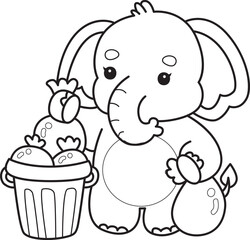 
Cute Elephant icon. Funny baby Elephant animal series stock illustration. Life of fluffy Elephant designs.
Coloring pages of Funny baby Elephant.