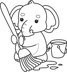 
Cute Elephant icon. Funny baby Elephant animal series stock illustration. Life of fluffy Elephant designs.
Coloring pages of Funny baby Elephant.