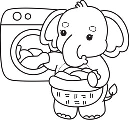 
Cute Elephant icon. Funny baby Elephant animal series stock illustration. Life of fluffy Elephant designs.
Coloring pages of Funny baby Elephant.