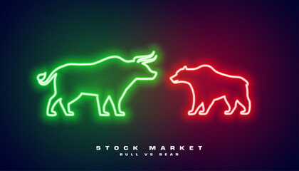glowing neon bullish vs bearish stock trading background