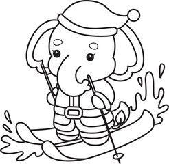 Cute Elephant icon. Funny baby Elephant animal series stock illustration. Life of fluffy Elephant designs. Coloring pages of Funny baby Elephant.