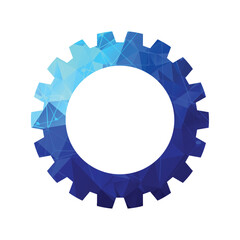 paper cut style gear symbol background with low poly effect