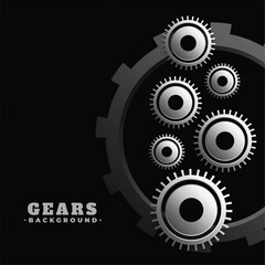 metallic cog and gear wheel symbol dark background design
