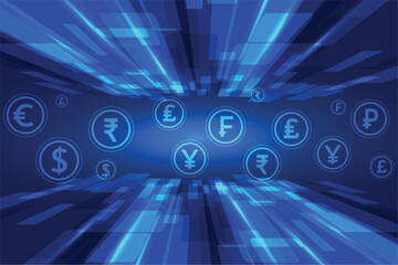 global foreign money exchange tech concept background