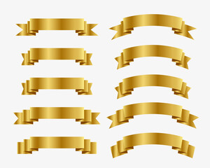 isolated golden ribbon banner in set